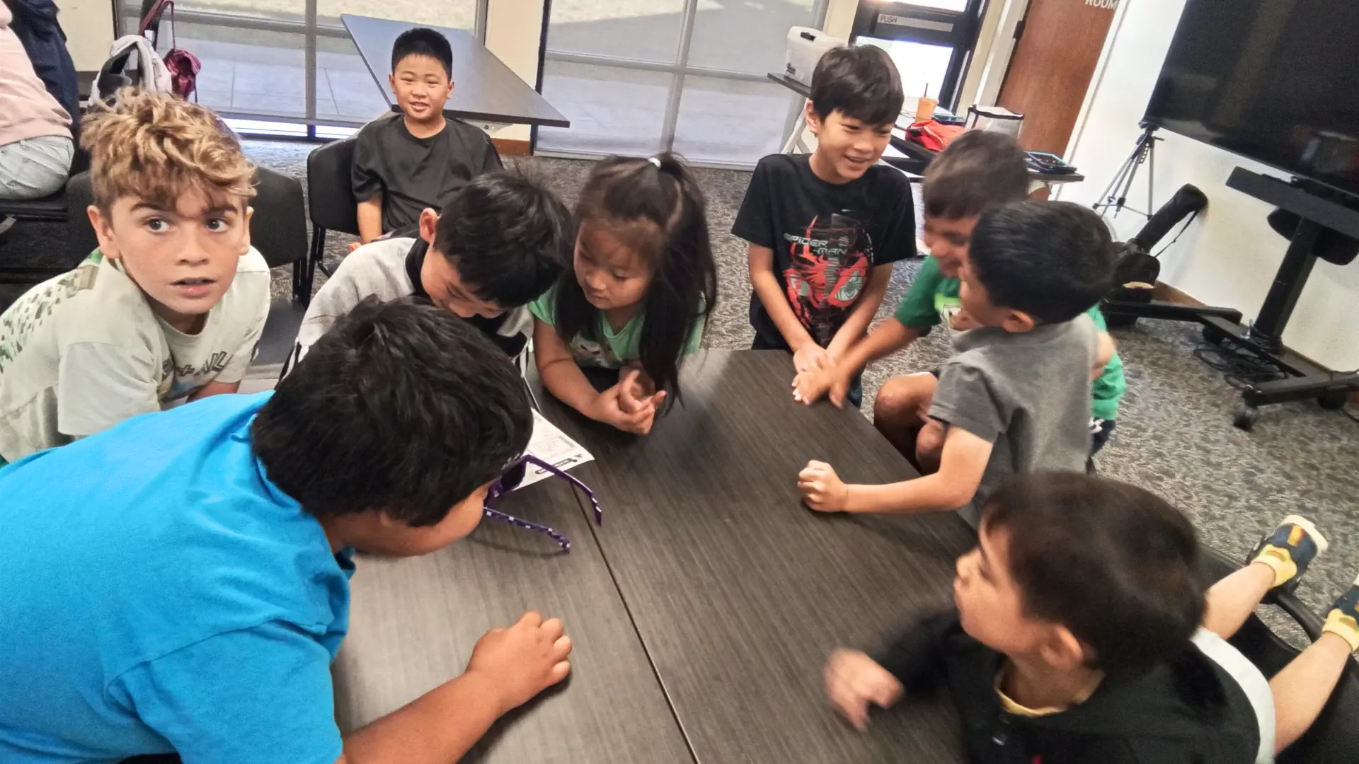 Happy kids creating at camp